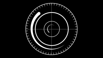 Circular Radar Screen Display with Concentric Rings and Tick Marks on Black Background. Dark-themed radar display with concentric rings and precise tick marks for tracking, navigation, or scanning. - Powered by Adobe