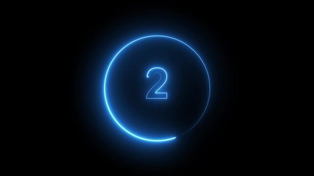 Blue Neon Circle With The Number One In The Center On A Black Background first beginning. Blue neon circle highlighting number &ldquo;3&rdquo; on dark background, perfect for beginnings or priority content.