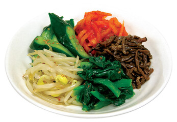 Five Colors Namul for Korean Bibimbap Dish