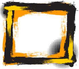 black yellow ink brush painting blank frame border pictures artistic grunge graphic element