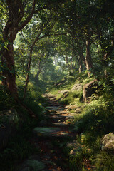 Fototapeta premium Discover Scenic Hiking Trals: Navigate Nature's Beauy with Our Comprehensive Gide to the Best Hiking Pats for Outdoor Enthusiasts