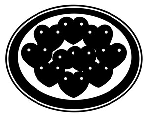 Black hearts arranged in a circle within a black and white circular border design illustration on transparent background silhouette