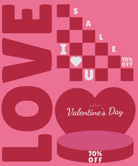 Valentines day sale flyer simple minimalism design