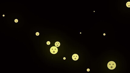 Social Media Surprised Emoji Icons Animation Floating on animated Black Background . Animated floating surprised emoji rise smoothly, perfect for social media, app UI, or reaction and engagement . - Powered by Adobe