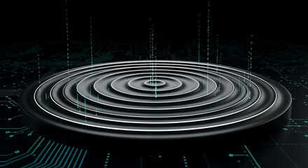 Smartphone Signal Visualization with Concentric Waves on Digital Circuit Background for Tech, Connectivity, and Innovation Concepts, 4K image 