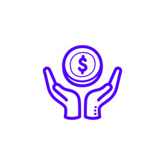 Financial Care and Investment Protection Logo, Money and Hands Icon