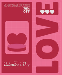 Valentines day sale flyer simple minimalism design