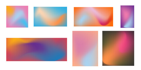 Colorful set gradient abstract background with smooth blend and vibrant tones, perfect for modern design, web, or app interface.