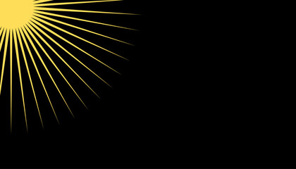 Radiant golden sunburst in the corner with glowing beams on a sleek black background. Elegant light rays create a dramatic, modern highlight effect, ideal for dynamic designs and stylish graphics. © Munasifa