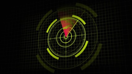 Futuristic Radar Scope with Red Target and Scanning Beam on a Grid screen. Radar scope with red target and moving scanning beam on grid background represents tracking, alerts, and technology. - Powered by Adobe