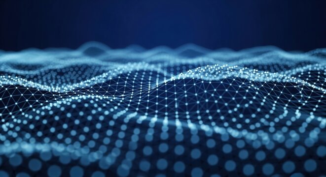 Abstract Blue Network: Interconnected Dots and Lines in Digital Space