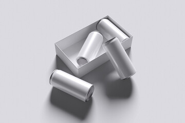 Drink can and box for mockup with white background  high quality