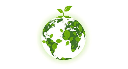 Globe with green leaves representing environmental conservation and nature