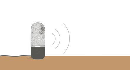 Modern smart speaker emitting sound waves, enhancing your home automation experience with seamless connectivity, simplifying tasks with voice commands and digital assistant