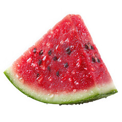 Fresh watermelon slice with water droplets isolated on transparent background