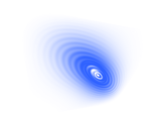 A glowing blue abstract ripple effect with concentric oval shapes on white.