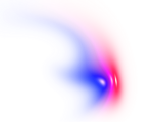 A vibrant abstract glowing light trail with smooth blue and pink gradient colors on white.