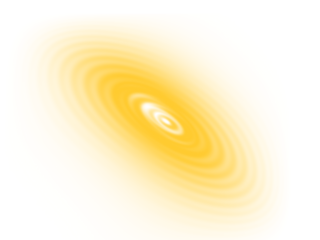 A vibrant yellow glowing elliptical pattern featuring concentric rings on a clean white background.