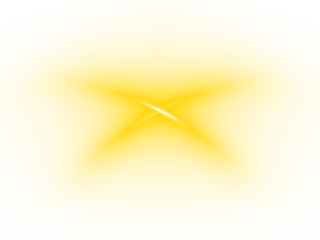 Abstract bright yellow glowing light streak forms an X shape on a white background.