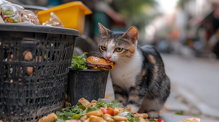 A charming ginger tabby cat rests peacefully inside a woven wicker basket filled with soft white blankets