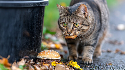 A fluffy cat relaxes among blooming flowers in a lush garden before climbing a sturdy tree branch under the bright sunlight