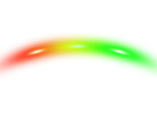 Vibrant abstract arc of glowing colorful light gracefully curving on a bright white background.