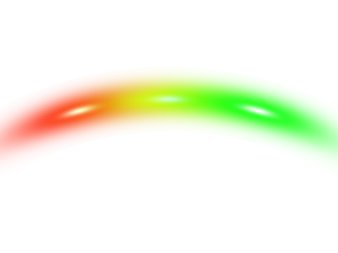 Vibrant abstract arc of glowing colorful light gracefully curving on a bright white background.