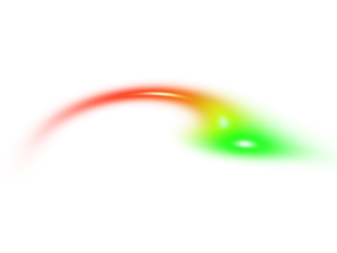 Vibrant red to green glowing light trail creating an abstract arc