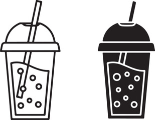 Cold brew iced coffee cup vector icon