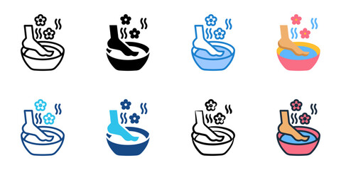Foot soak icon set multiple style collection 
