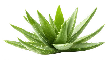 Aloe vera plant isolated on transparent background, succulent, close up shot