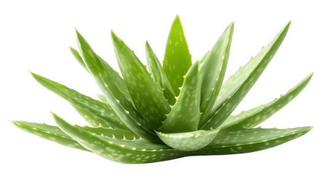 Aloe vera plant isolated on transparent background, succulent, close up shot