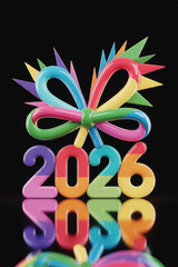 2026 Shines in Radiant Rainbow Hues, Wrapped in Ribbons of Motion and Bursts of Electric Joy.