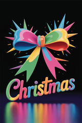 A  Symphony of Glossy Letters and Electric Ribbons, Where Holiday Spirit Meets the Glow of Modern Design.