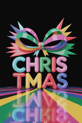 A  Symphony of Glossy Letters and Electric Ribbons, Where Holiday Spirit Meets the Glow of Modern Design.