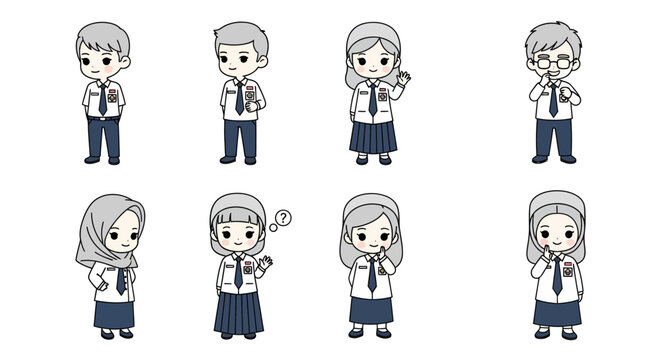 Indonesian High School and Scout Students Chibi