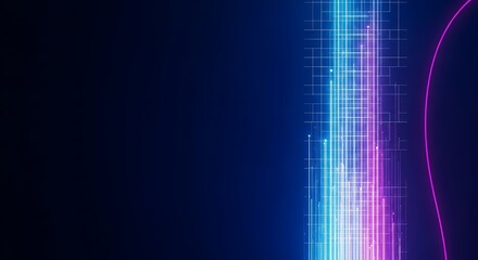 Digital stream grid background with glowing blue purple lines