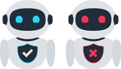 robot security check verify icon set, flat vector illustration concept