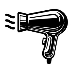 Hair Dryer Vector Illustration – Black and White Salon Equipment Design for Barber, Hairstylist, and Beauty Logo Art