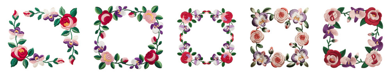 Floral frame on transparent background