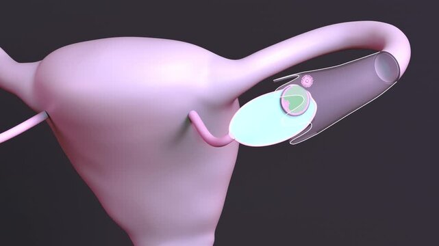 Ovulation. The release of an egg from the ovary and capture in the fimbria of the fallopian tube.