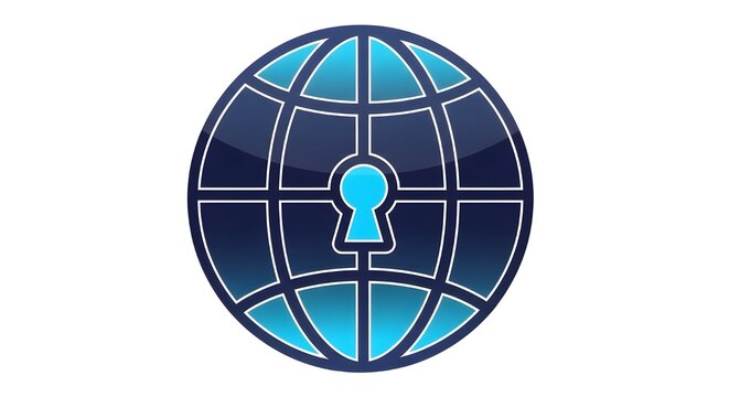 Secure global network access with digital keyhole and world map symbol