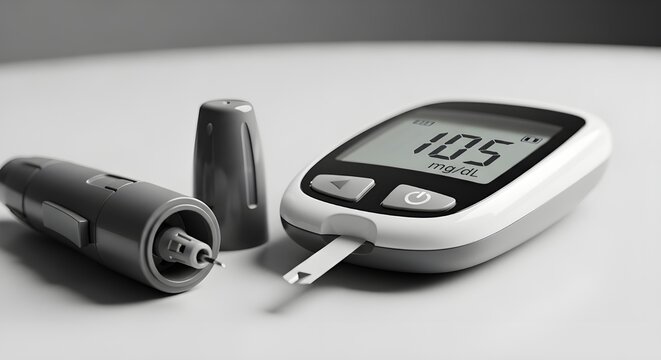 Modern glucose meter monitors health with clear digital display