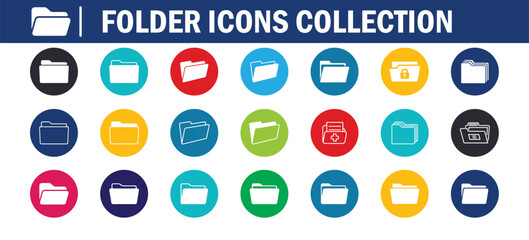 Folder Icons Collection, Colorful File Folder Symbols, Digital Organization Icons