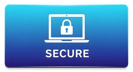 Secure laptop symbol with lock icon and digital protection concept