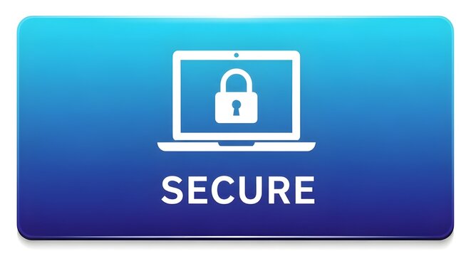 Secure laptop symbol with lock icon and digital protection concept - Powered by Adobe