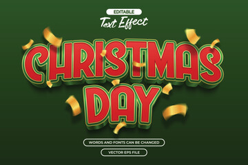 Christmas day editable text effect with gold confetti decoration