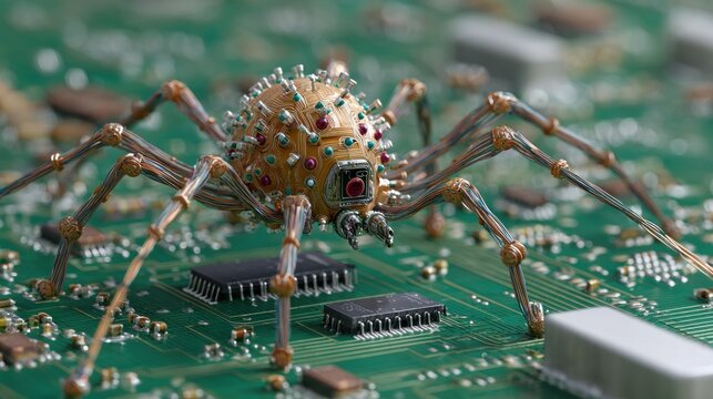 Cyber spider on circuit board