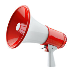 Red and white megaphone object isolated on black background with copy space bullhorn loudspeaker, Png On White Background, Isolated on Transparent Background, Cut Out