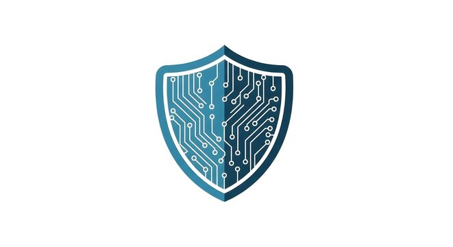 Modern digital shield icon represents cybersecurity and data protection - Powered by Adobe
